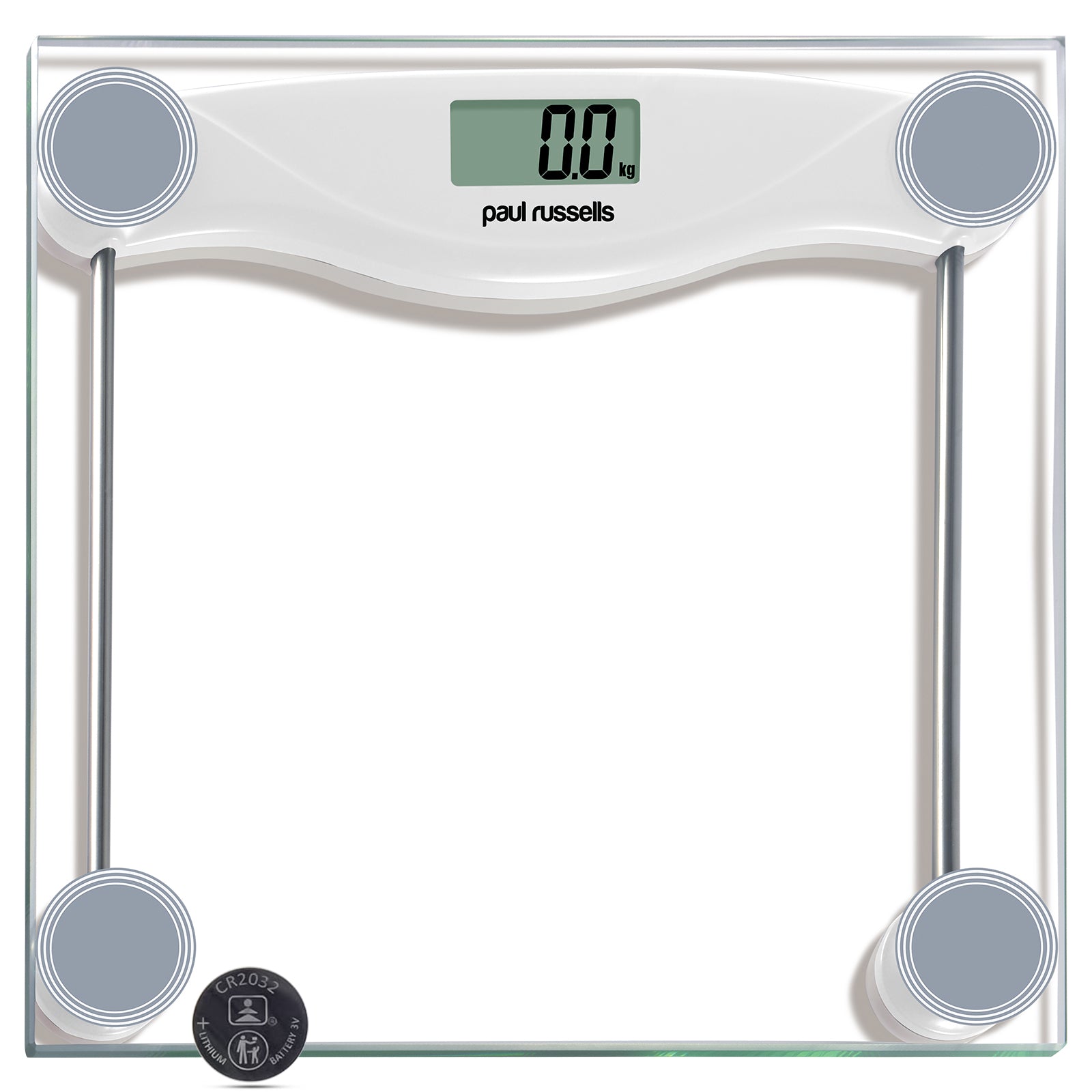 Digital Bathroom Scales, Body Weight, Weighing Scale, 150KG Wide Platform, Transparent Glass White