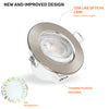 Paul Russells 6W LED Non Fire Rated Tiltable Downlight, Warm/Cool/Day White 3 Adjustable CCT, IP44, Brush Nickel Bezel6