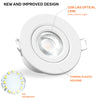 Paul Russells 6W LED Non Fire Rated Tiltable Downlight, Warm/Cool/Day White 3 Adjustable CCT, IP44, White Bezel6
