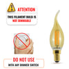 LED Filament Bent Tip Candle 4.5W=35W Extra Warm White (Amber) SES E14 Small Edison Screw Bulbs4