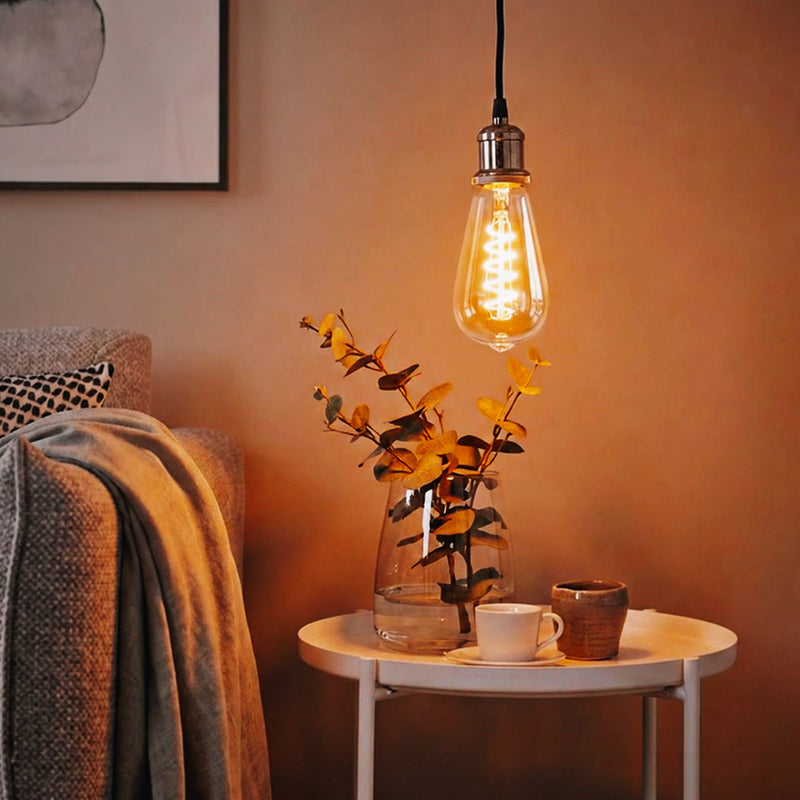 LED Filament Spiral ST64 4W=25w Extra Warm White (AMBER) ES E27 Edison Screw Decorative Bulbs Lit