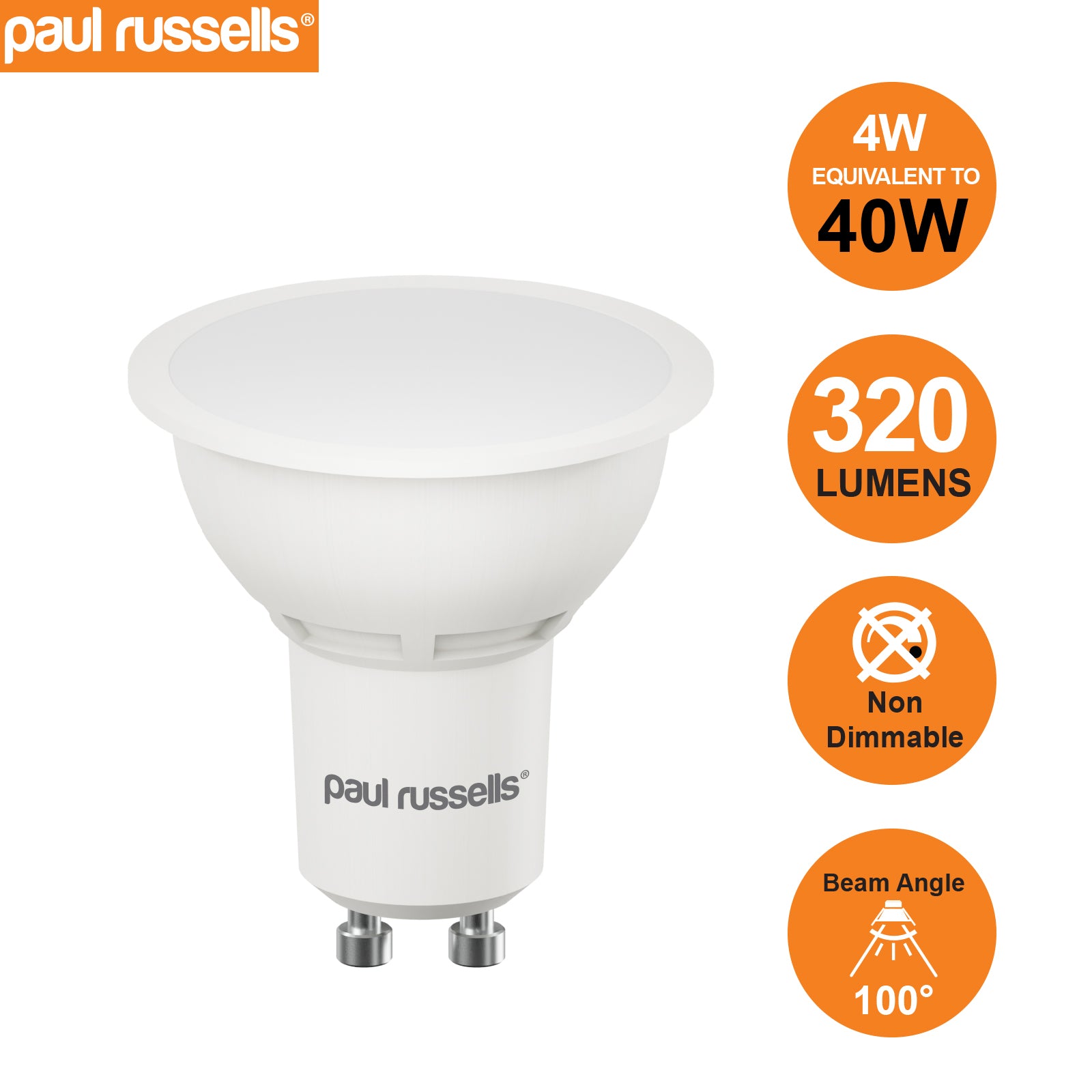 LED Frosted GU10 4W=40W Day Light 6500K Downlight [10 Bulbs]