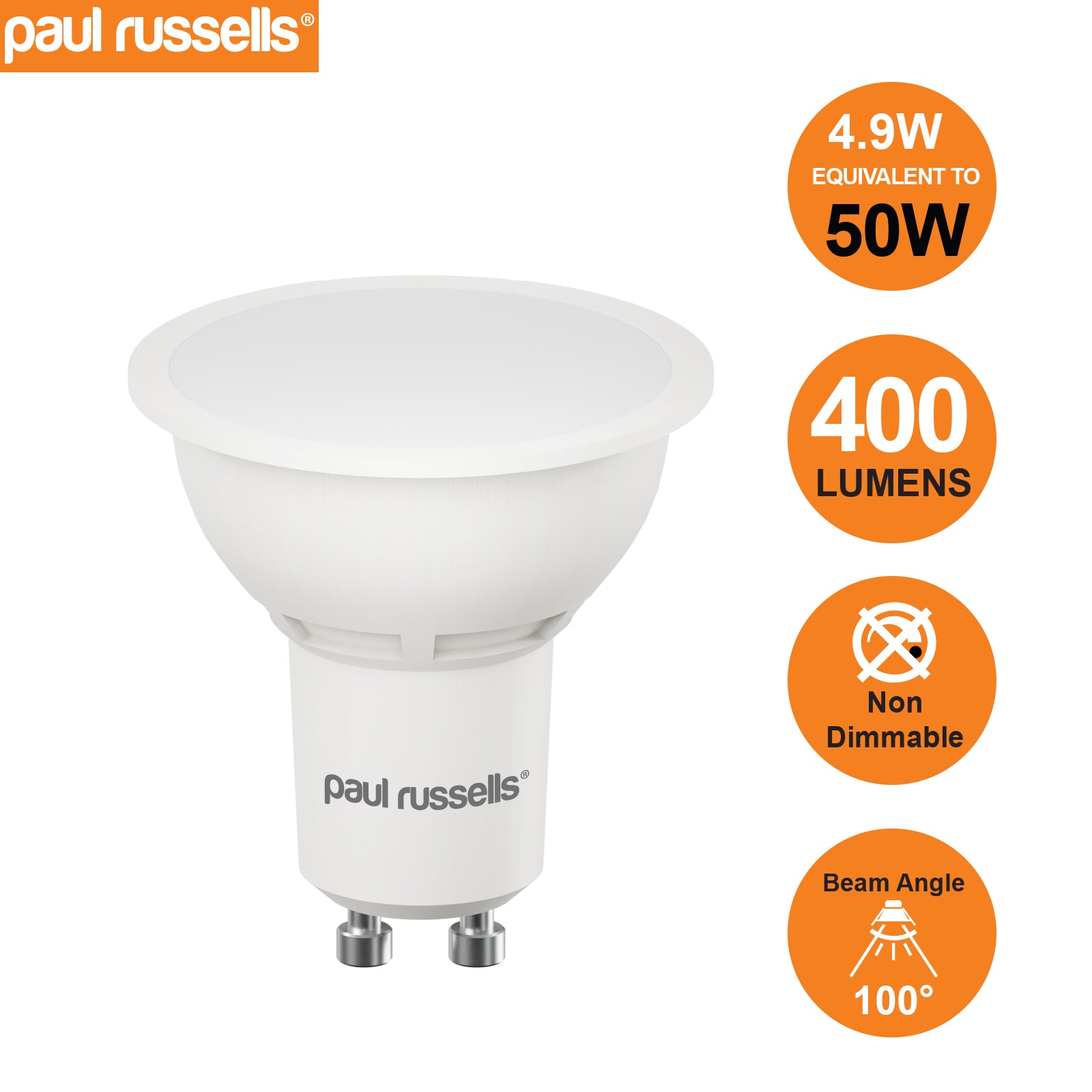 GU10 4.9W=50W LED Spot Light Bulbs Day Light 6500K Downlights