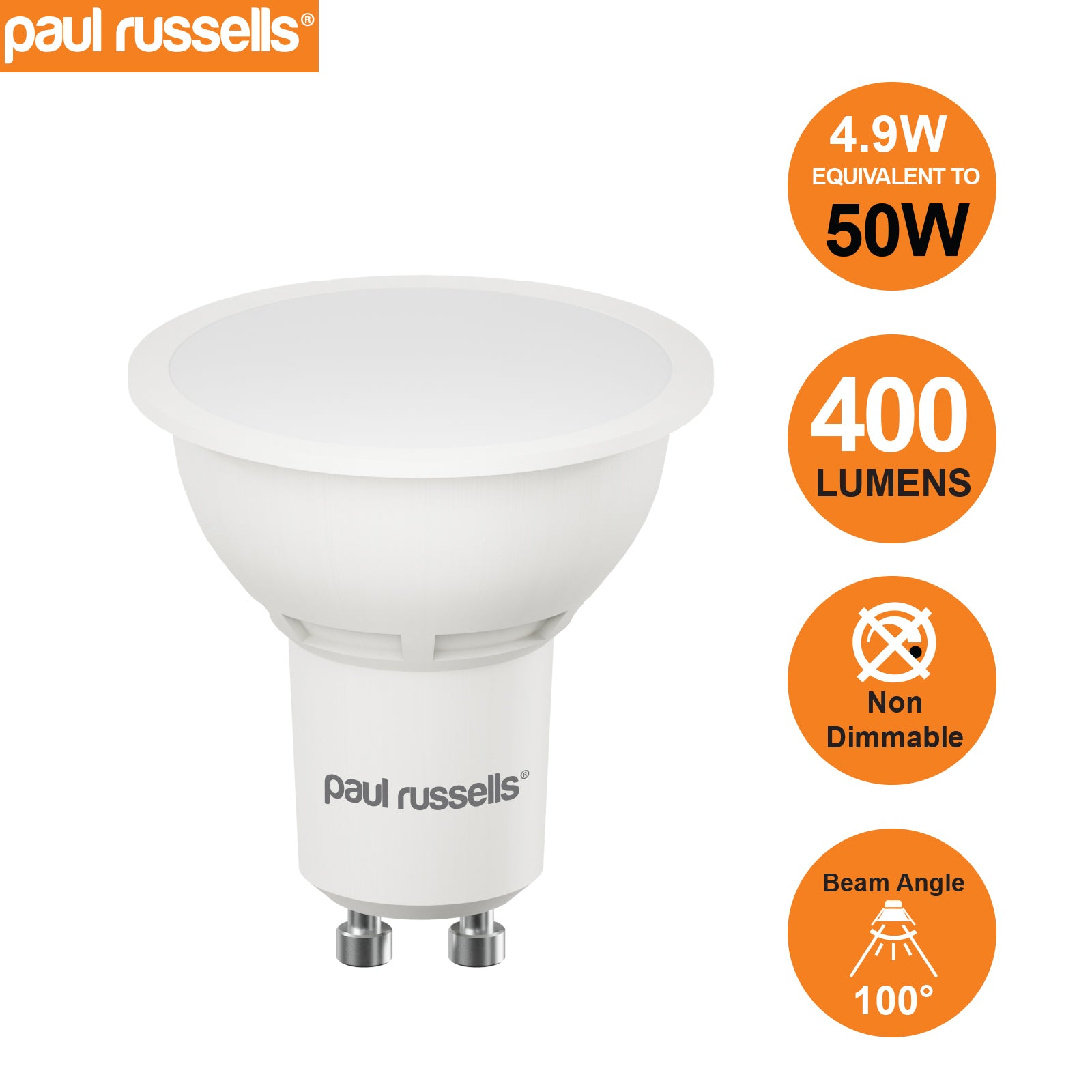 GU10 4.9W=50W LED Spot Light Bulbs Warm White 2700K Downlights