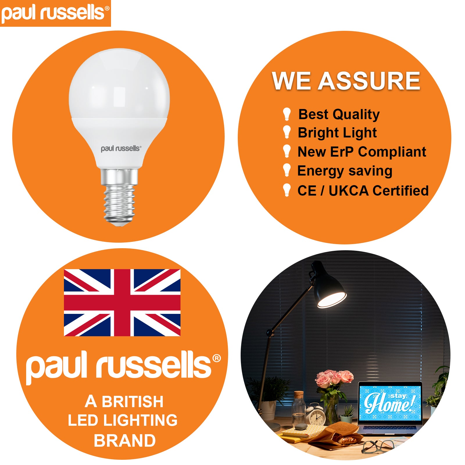 LED Golf Ball 2.5W=25W Warm White E14 Small Edison Screw Bulbs