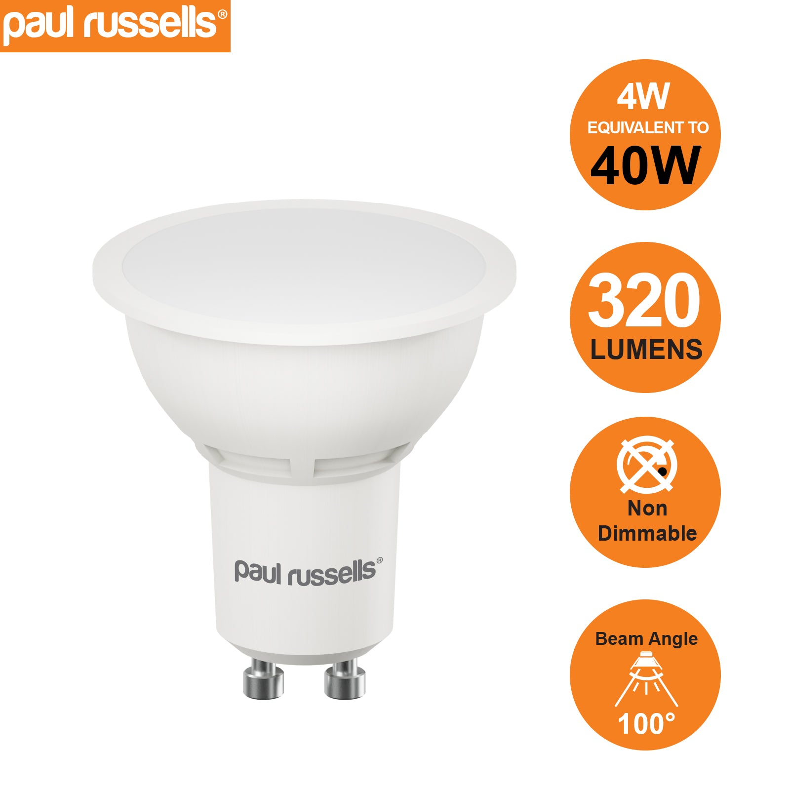 LED Frosted GU10 4W=40W Cool White 4000K Downlight [10 Bulbs]