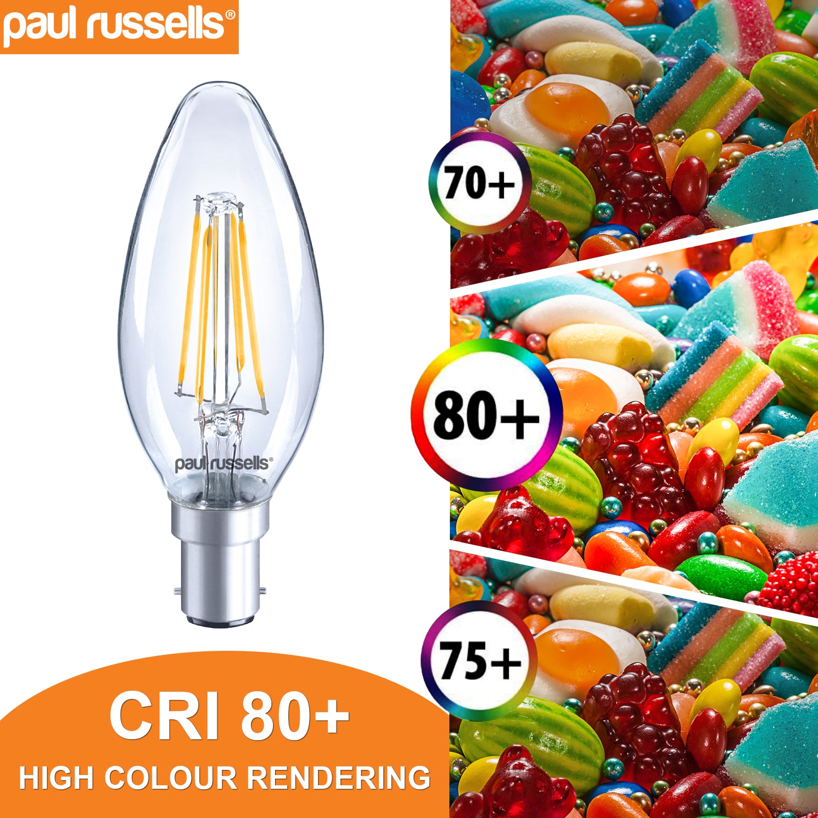 LED Filament Candle 4W=40W Warm White 2200K SBC B15 Small Bayonet Cap Bulbs