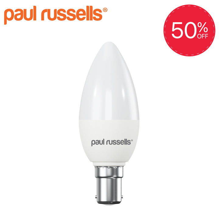 LED Frosted Candle 5W=40W Day Light 6500K SBC B15 Small Bayonet Cap [12 Bulbs]
