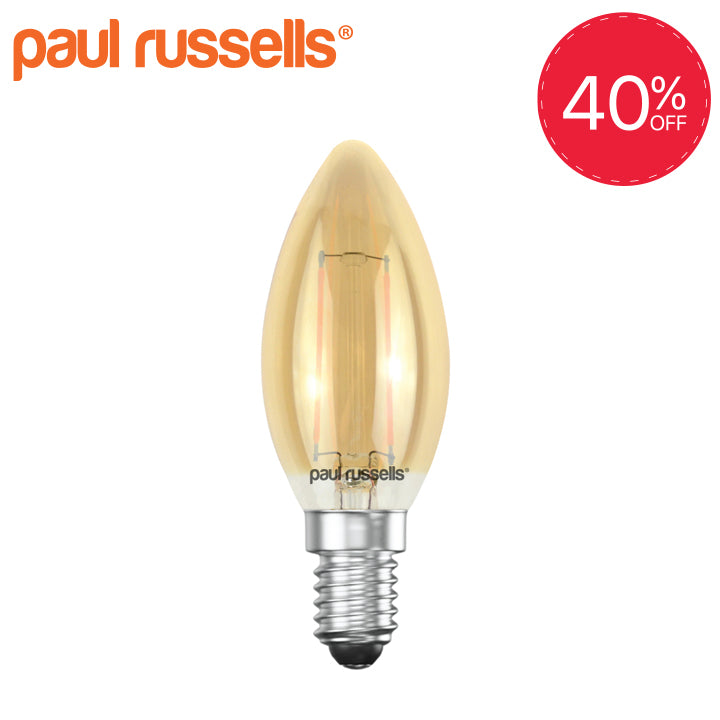 LED Filament Candle 2.5W=20W Extra Warm White Amber 2200K SES E14 Small Edison Screw Bulbs