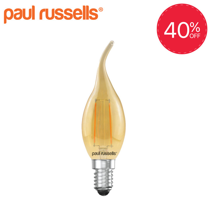 4x LED Filament Flame 2.5W=20W Extra Warm White Amber 2200K SES E14 Small Edison Screw