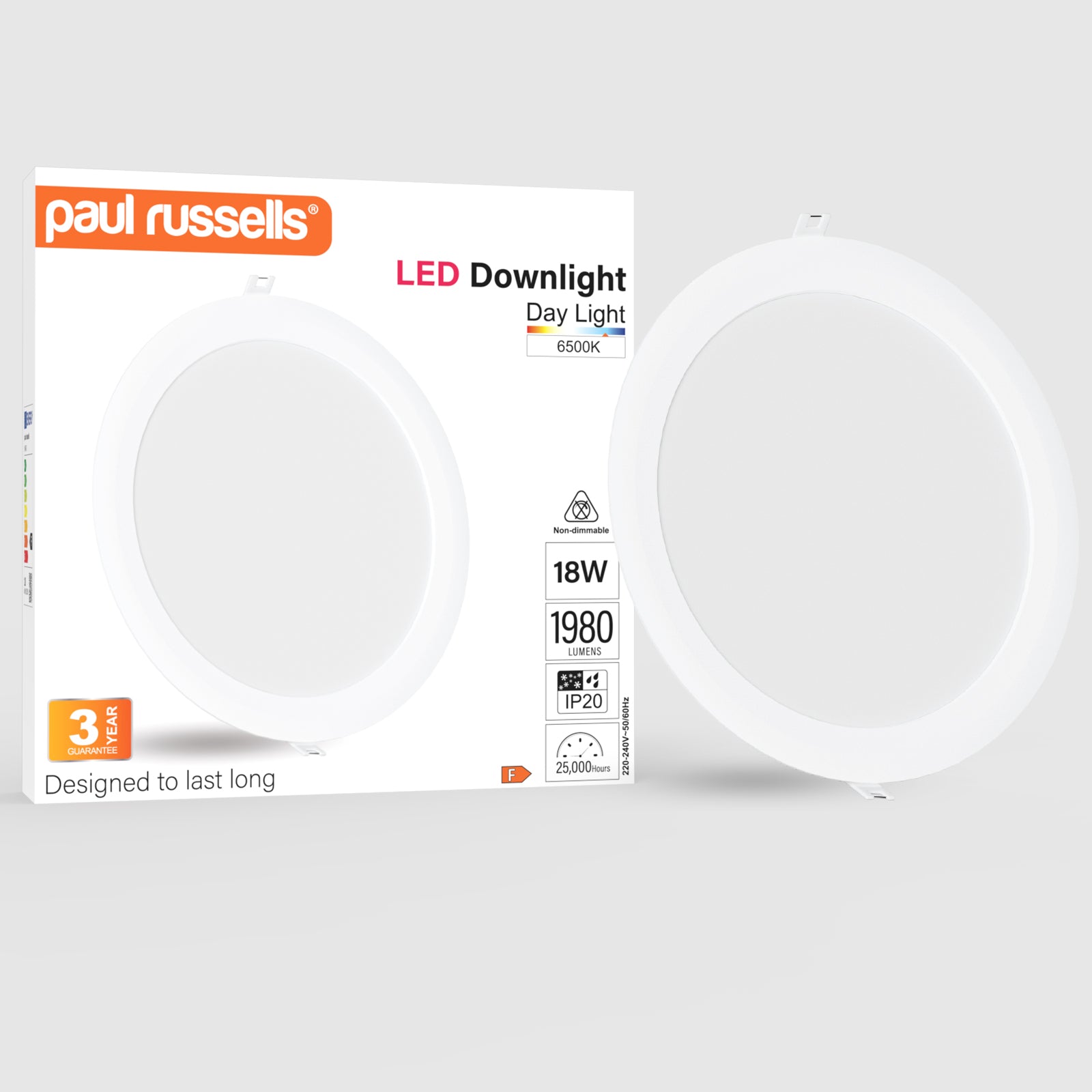 18W, LED Round Ceiling Downlights, 1980 Lumens, 6500K Day Light, Non-Dimmable Panel Spotlights
