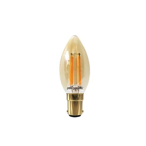 LED Filament Candle 4.5W=35W Extra warm White Amber 2200K SBC B15 Small Bayonet Cap Bulbs