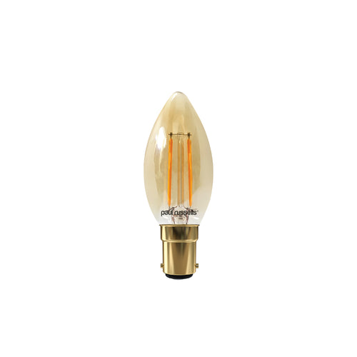 LED Filament Candle 2.5W=20W Extra Warm White Amber 2200K SBC B15 Small Bayonet Cap Bulbs