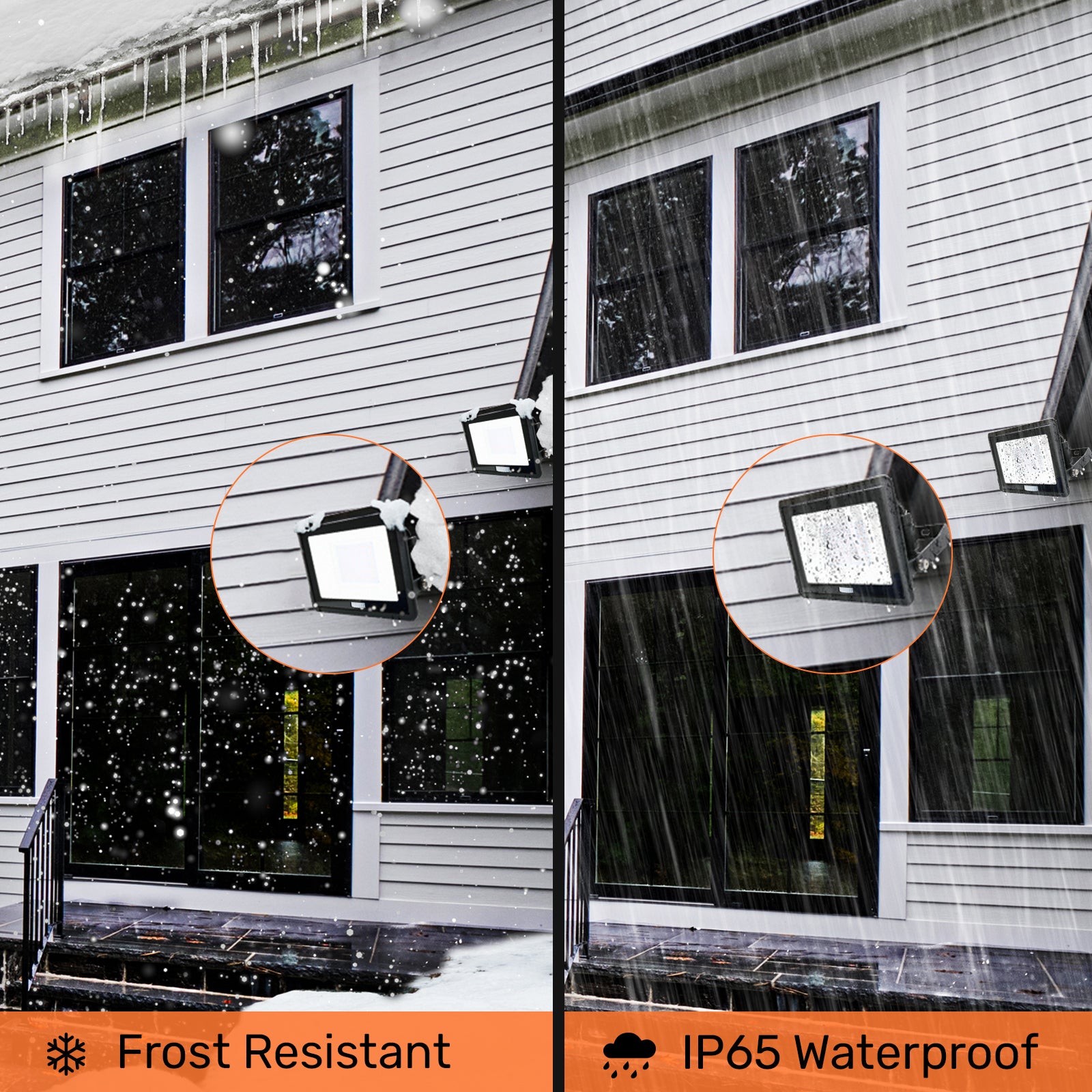 50W, LED Floodlights, 5000 Lumens, PIR Motion Sensor, 6500K Day Light, Non-Dimmable Spotlights