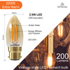 LED Filament Candle 2.5W=20W Extra Warm White Amber 2200K BC B22 Bayonet Cap Bulbs2