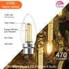 LED Dimmable Filament Candle 4.5W (40w), BC/B22, 423 Lumens, Warm White(2700K), 240V3