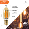 LED Filament Candle 4.5W=35W Extra warm White Amber 2200K SBC B15 Small Bayonet Cap Bulbs2