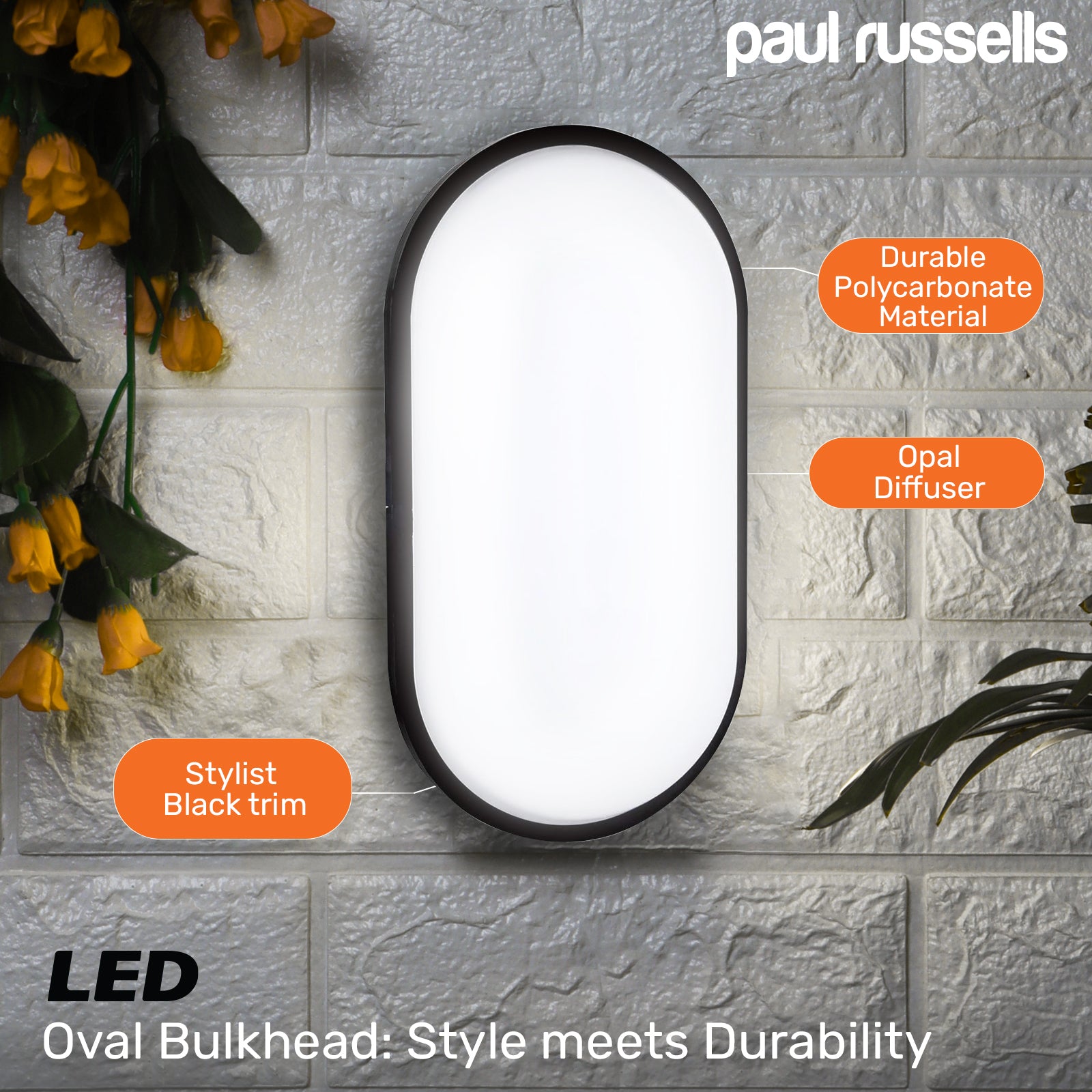 Small Bulkhead Led 8W Oval LED Bulkhead Light, IP54 Waterproof, 650 Lumens, 6500K Dayligh ...