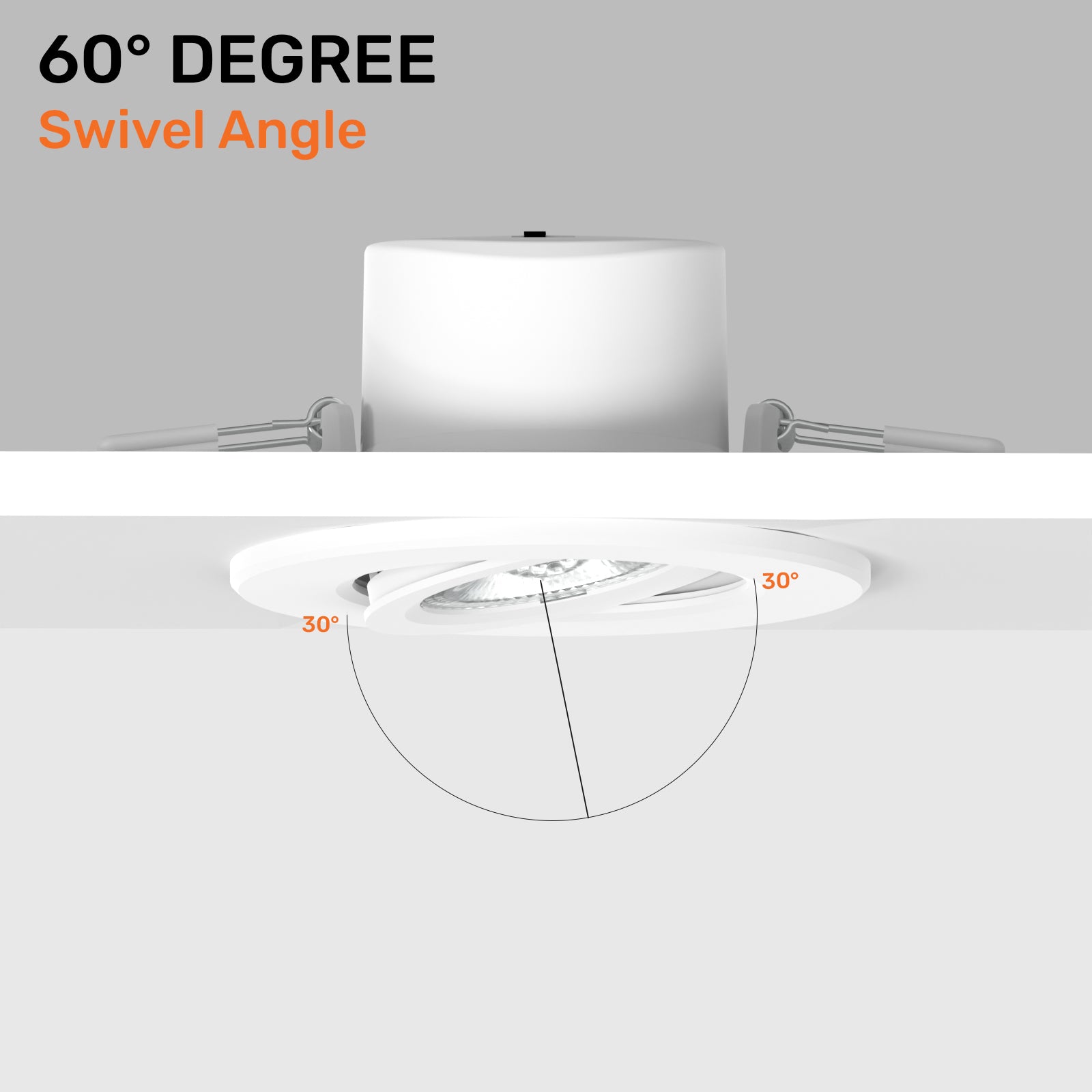 Paul Russells 4.8W LED Non Fire Rated Tiltable Downlight, Warm/Cool/Day White 3 Adjustable CCT, IP44, White Bezel