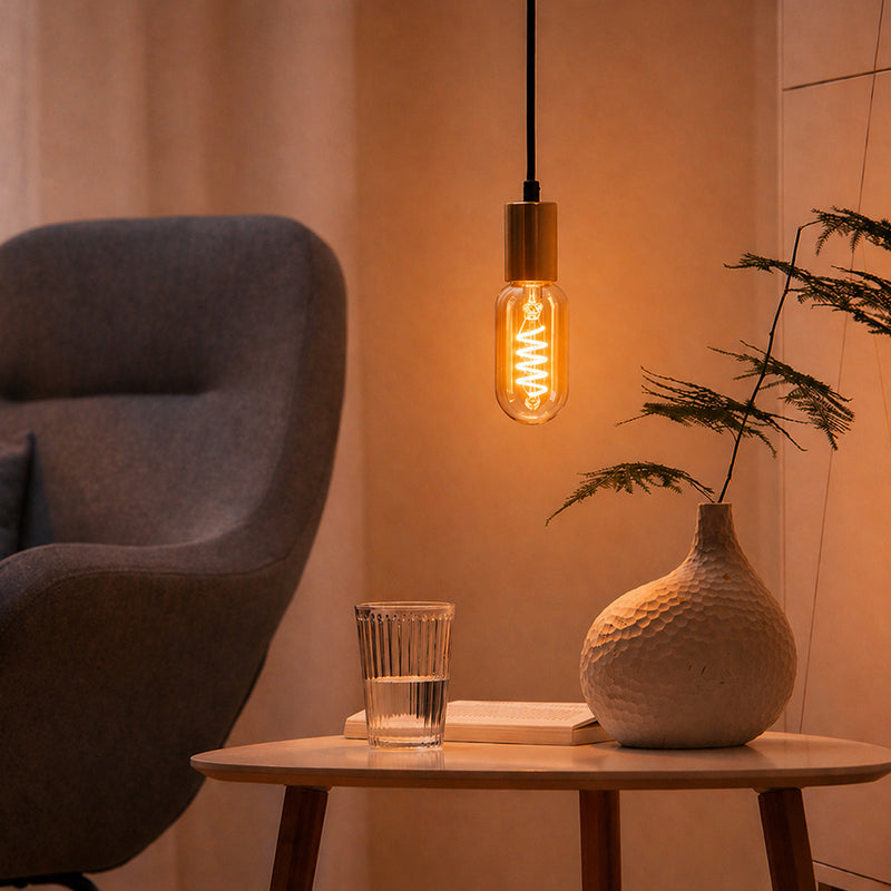 LED Filament Spiral T45 4W=25w Extra Warm White (AMBER) ES E27 Edison Screw Decorative Bulbs Lit