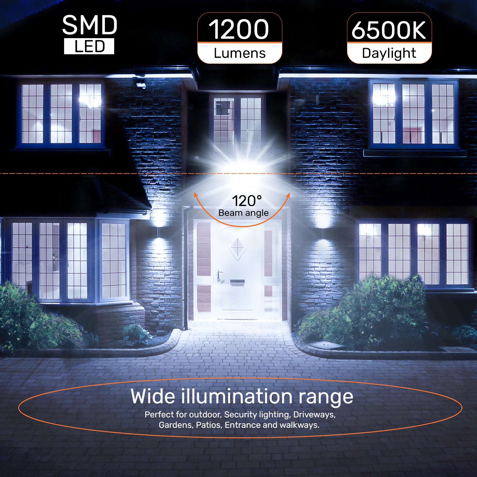 10W, LED Floodlights, 1200 Lumens, IP65, 6500K Day Light, Non-Dimmable Spotlights