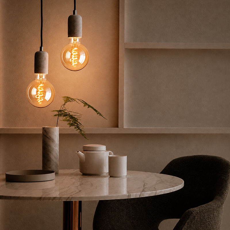 LED Dimmable Filament Spiral G80, 4W=25w ES/E27 AM Extra Warm White 1800K Decorative Bulbs Lit