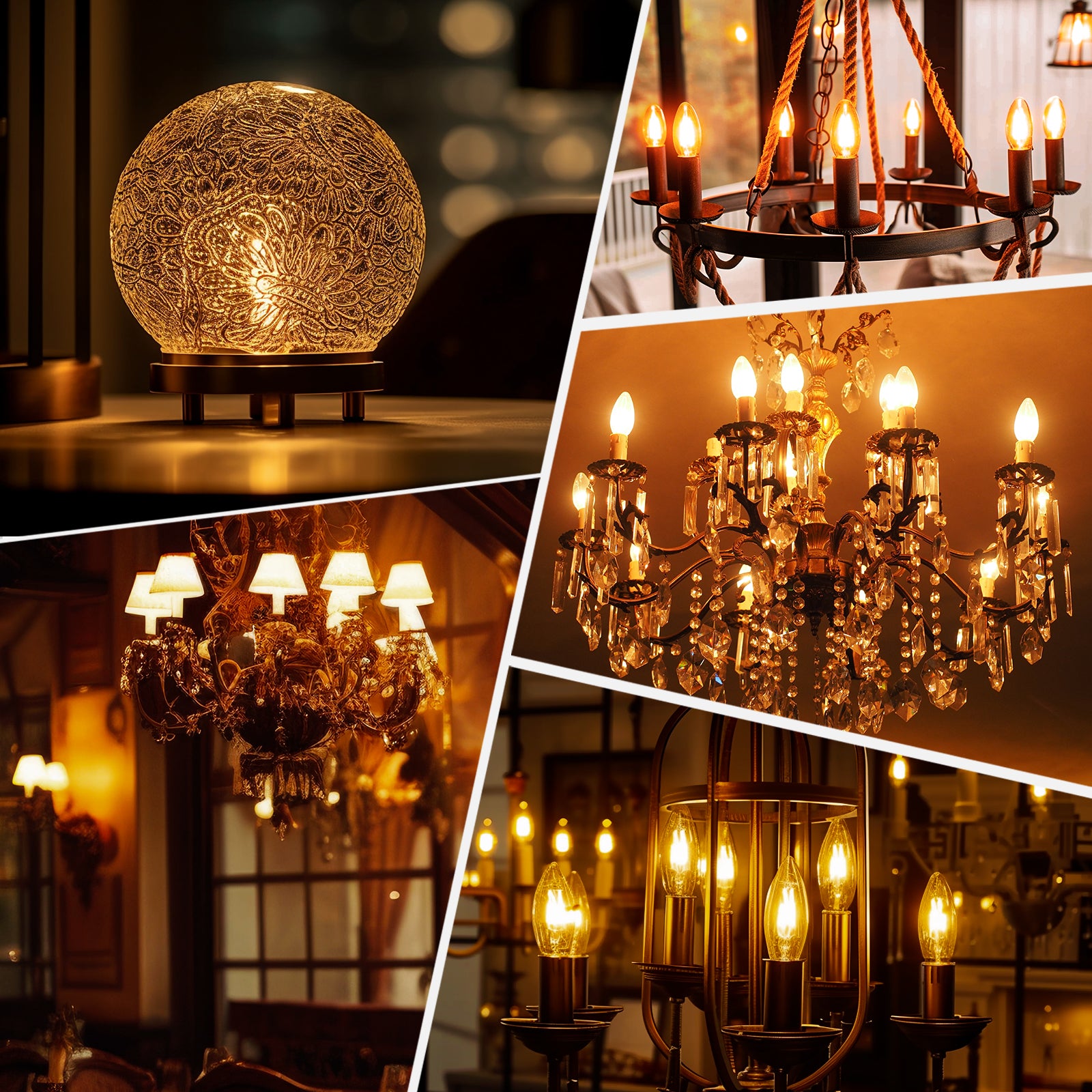 LED Filament Candle 4.5W=35W Extra warm White Amber 2200K SBC B15 Small Bayonet Cap Bulbs