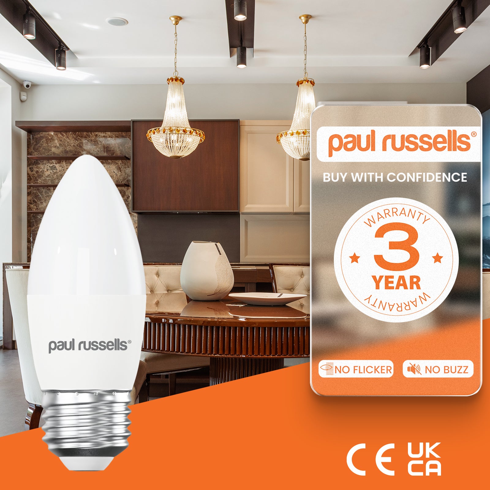 LED Candle 4.9W=40W Day Light Edison Screw ES E27 Bulbs