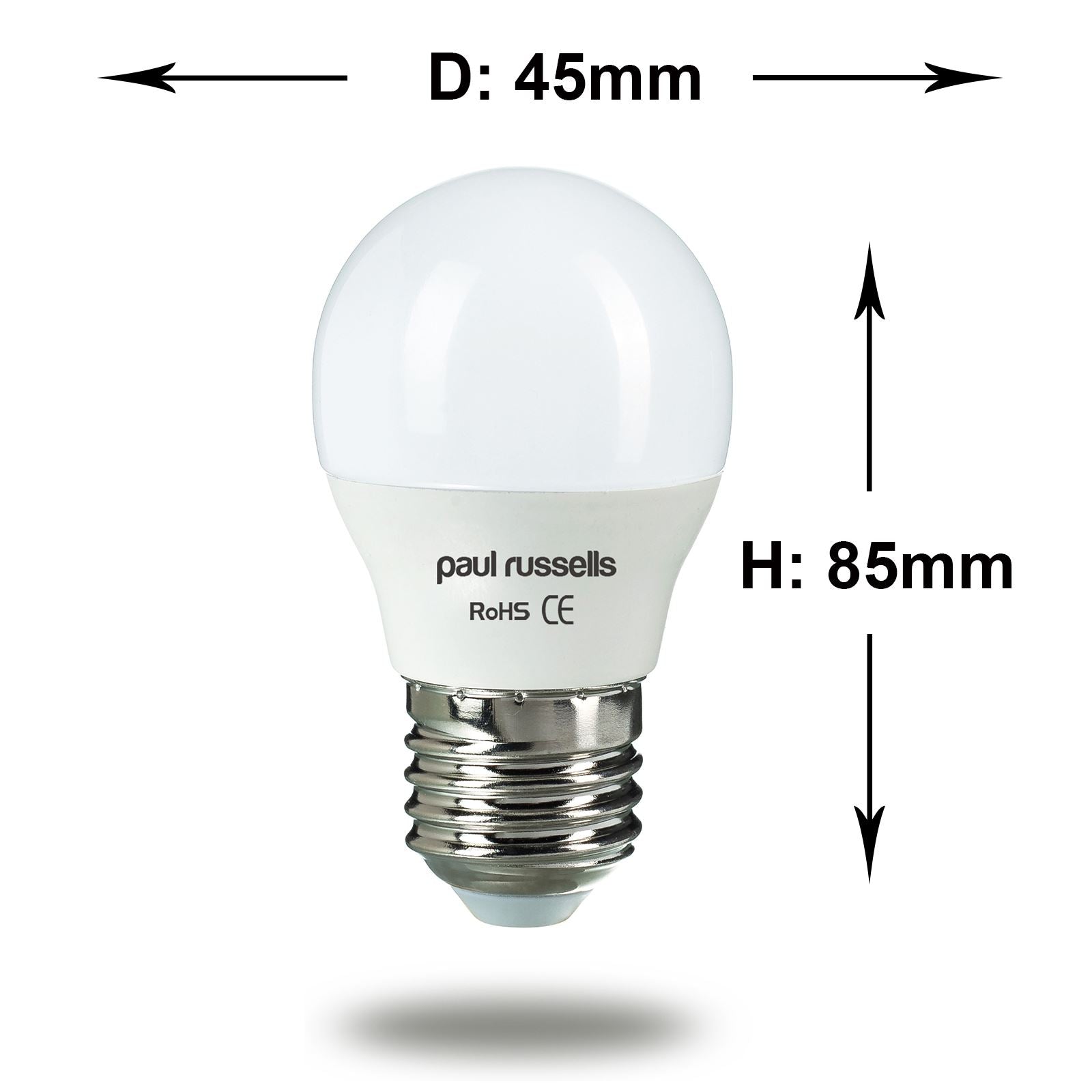 10x Pack LED Golf Ball 3W=25W Warm White ES E27 Edison Screw Bulbs