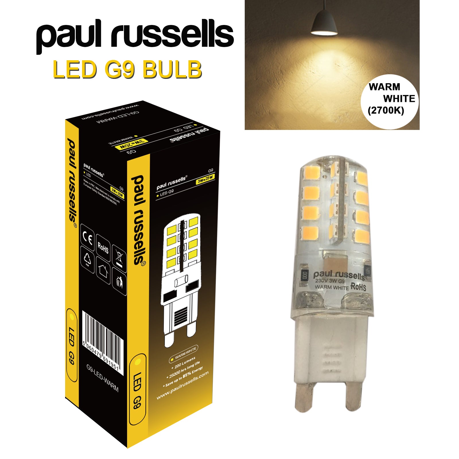 LED G9 Capsule Light Bulbs 3W=25W Warm White 2700K