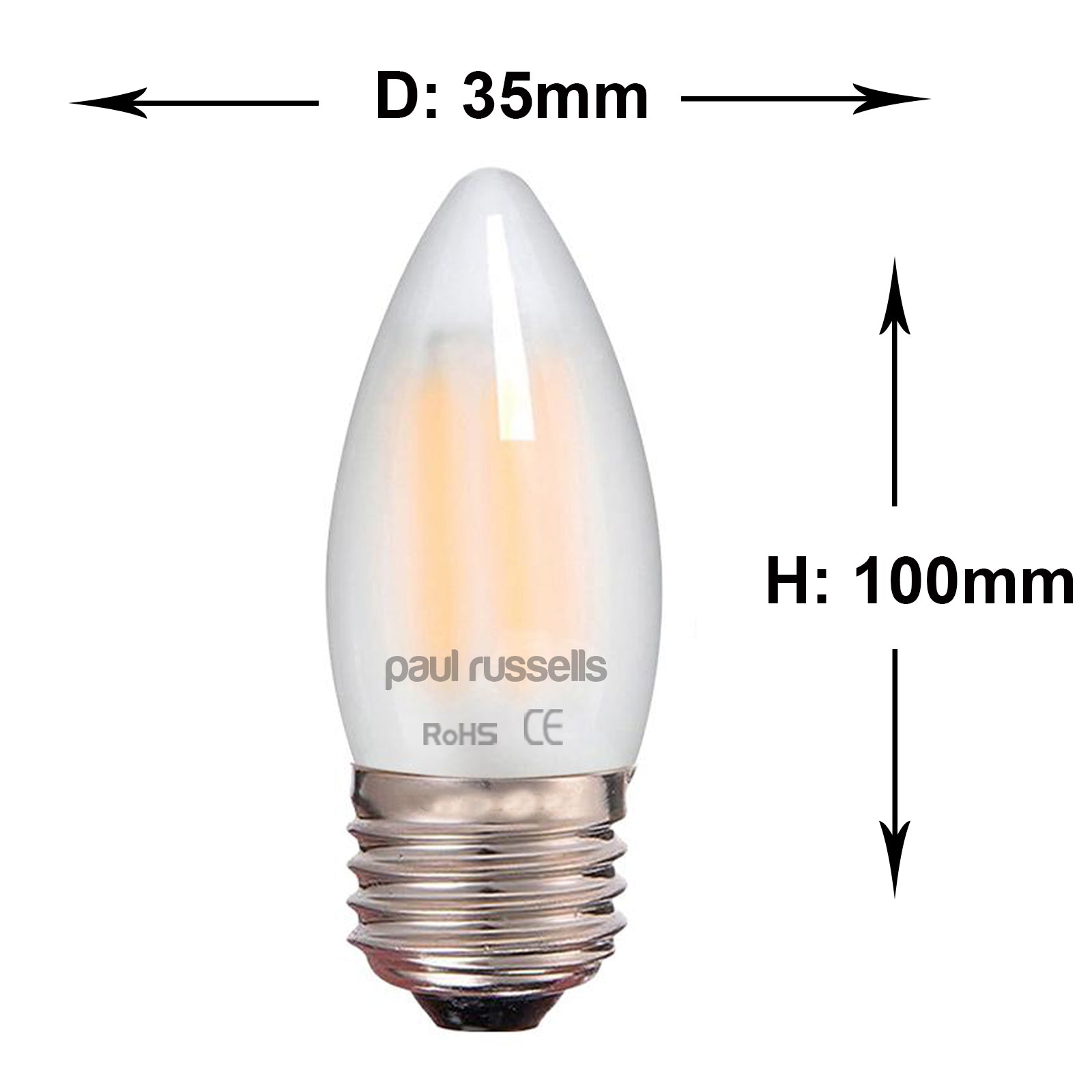 LED Filament Pearl Candle 4W=40W ES/E27 Edison Screw Cap Bulb