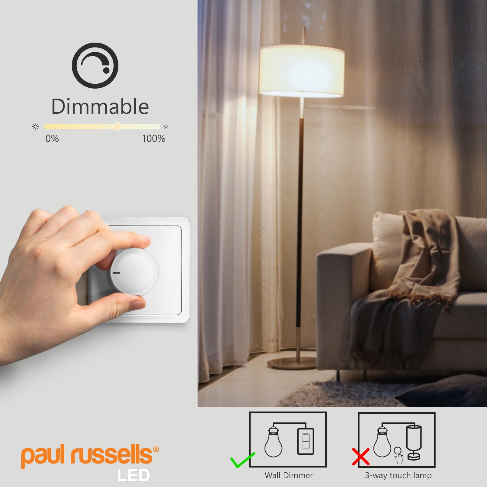 LED Dimmable GLS 14W=100W Cool White Edison Screw ES E27 Bulbs