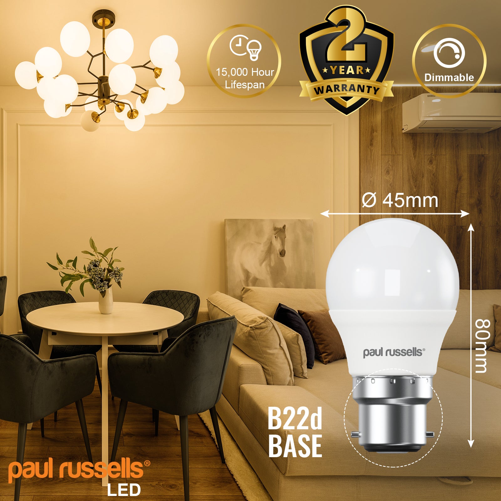 LED Dimmable Golf 5.5W=40W Warm White Bayonet Cap BC B22 Bulbs – paul ...