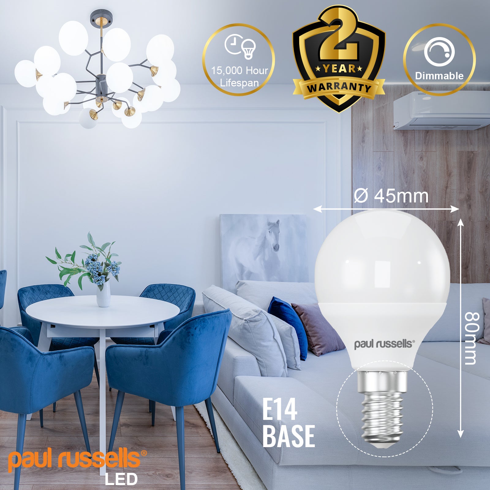 LED Dimmable Golf 5.5W=40W Day Light Small Edison Screw SES E14 Bulbs