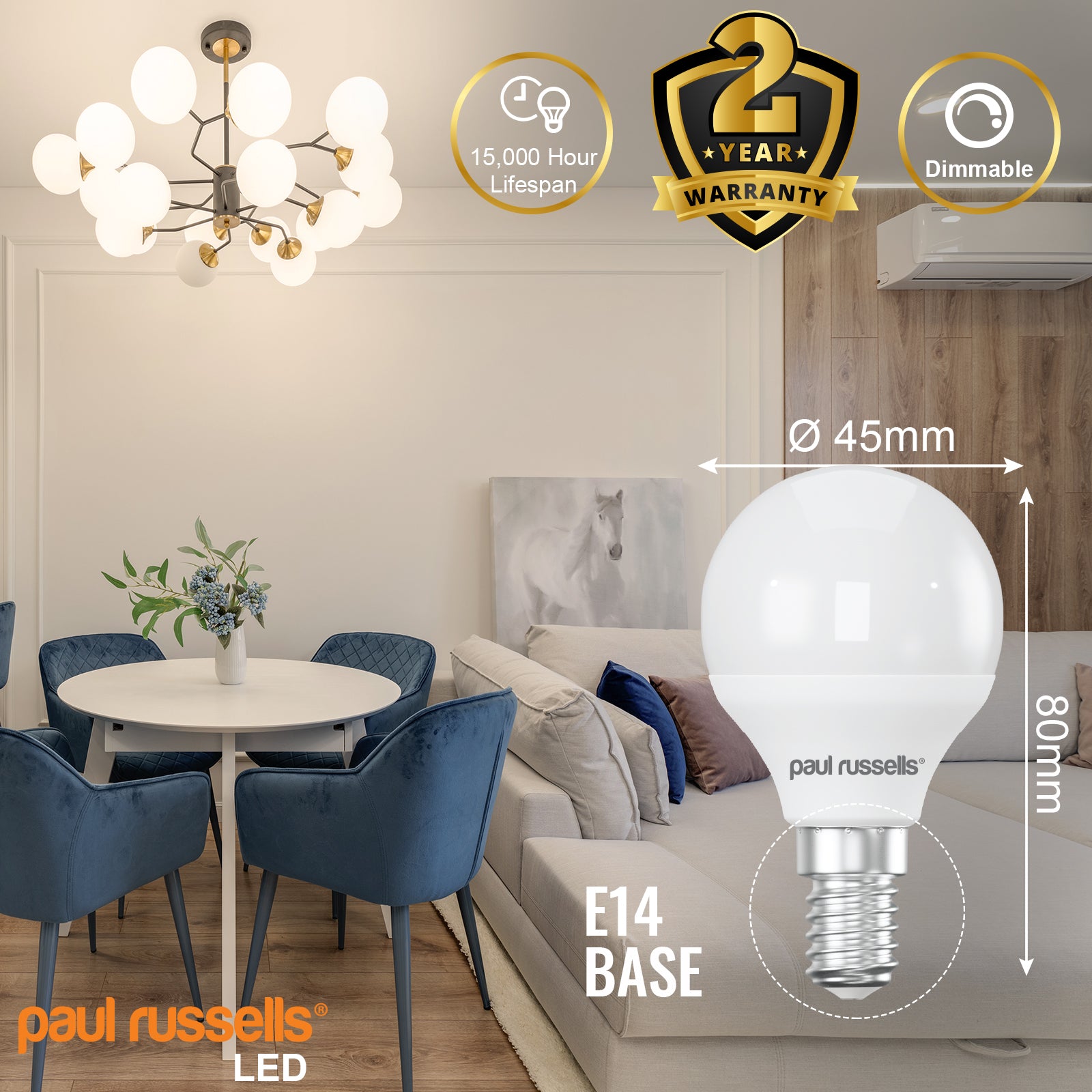 LED Dimmable Golf 5.5W=40W Cool White Small Edison Screw SES E14 Bulbs