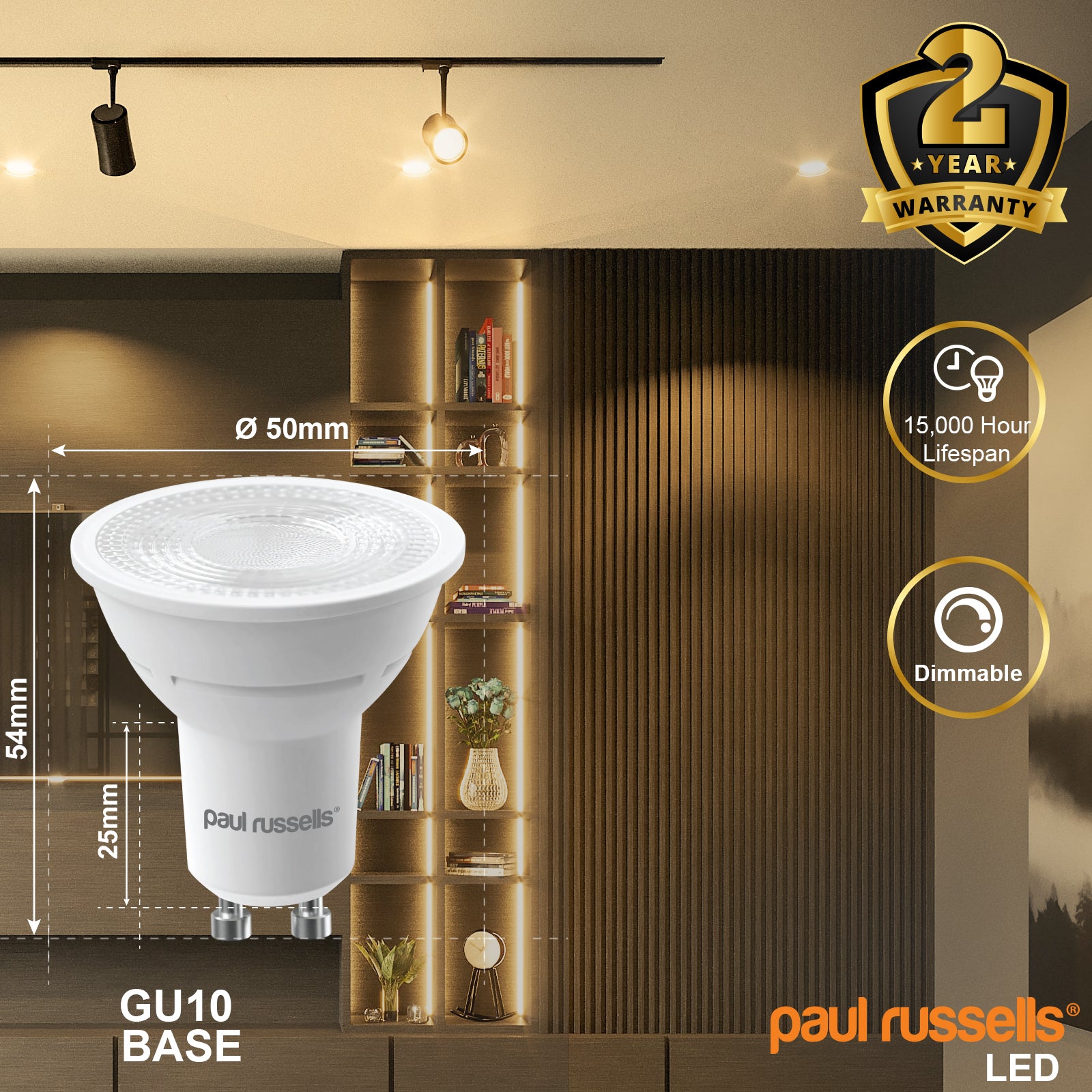 L007 LED Dimmable GU10 4.5W=50W Spot Light Bulbs Warm White