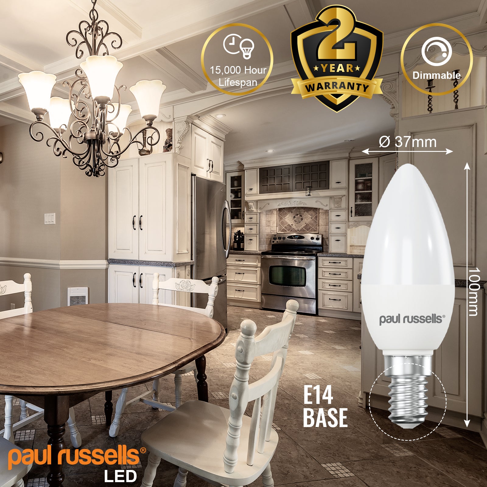 LED Dimmable Candle 5.5W=40W Cool White Edison Screw SES E14 Bulbs