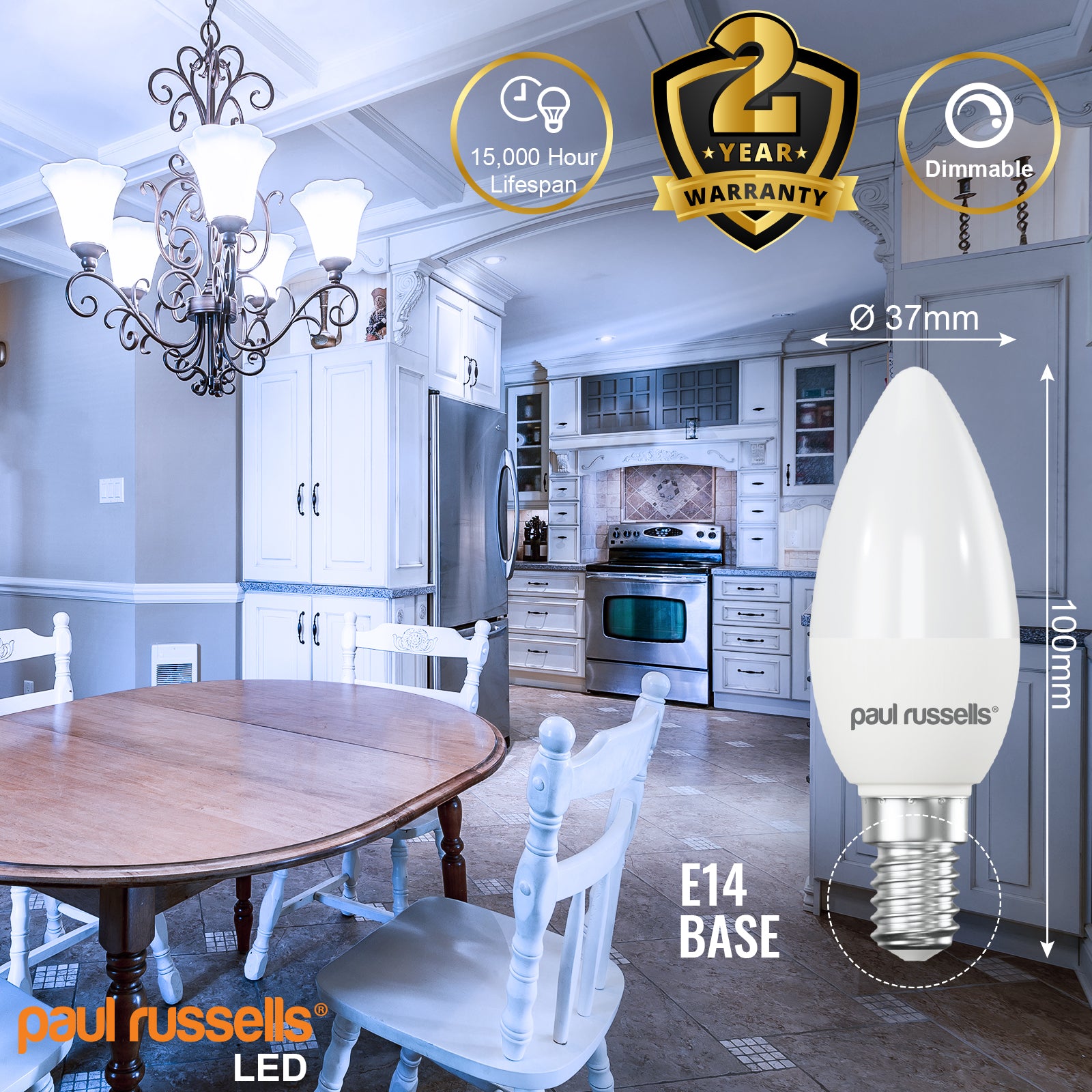 LED Dimmable Candle 5.5W=40W Day Light Edison Screw SES E14 Bulbs