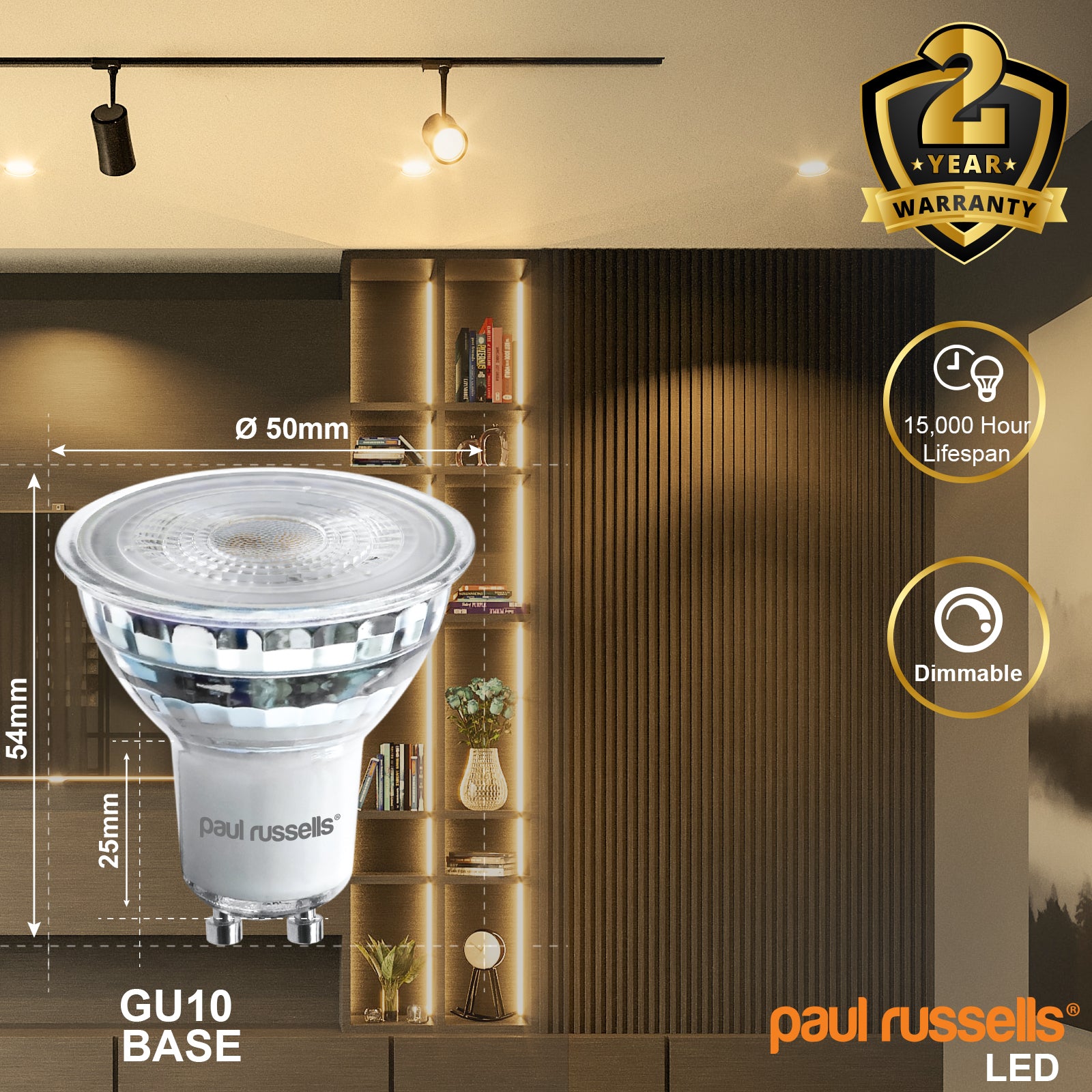 L006 LED Dimmable GU10 4.5W=50W Spot Light Bulbs Warm White