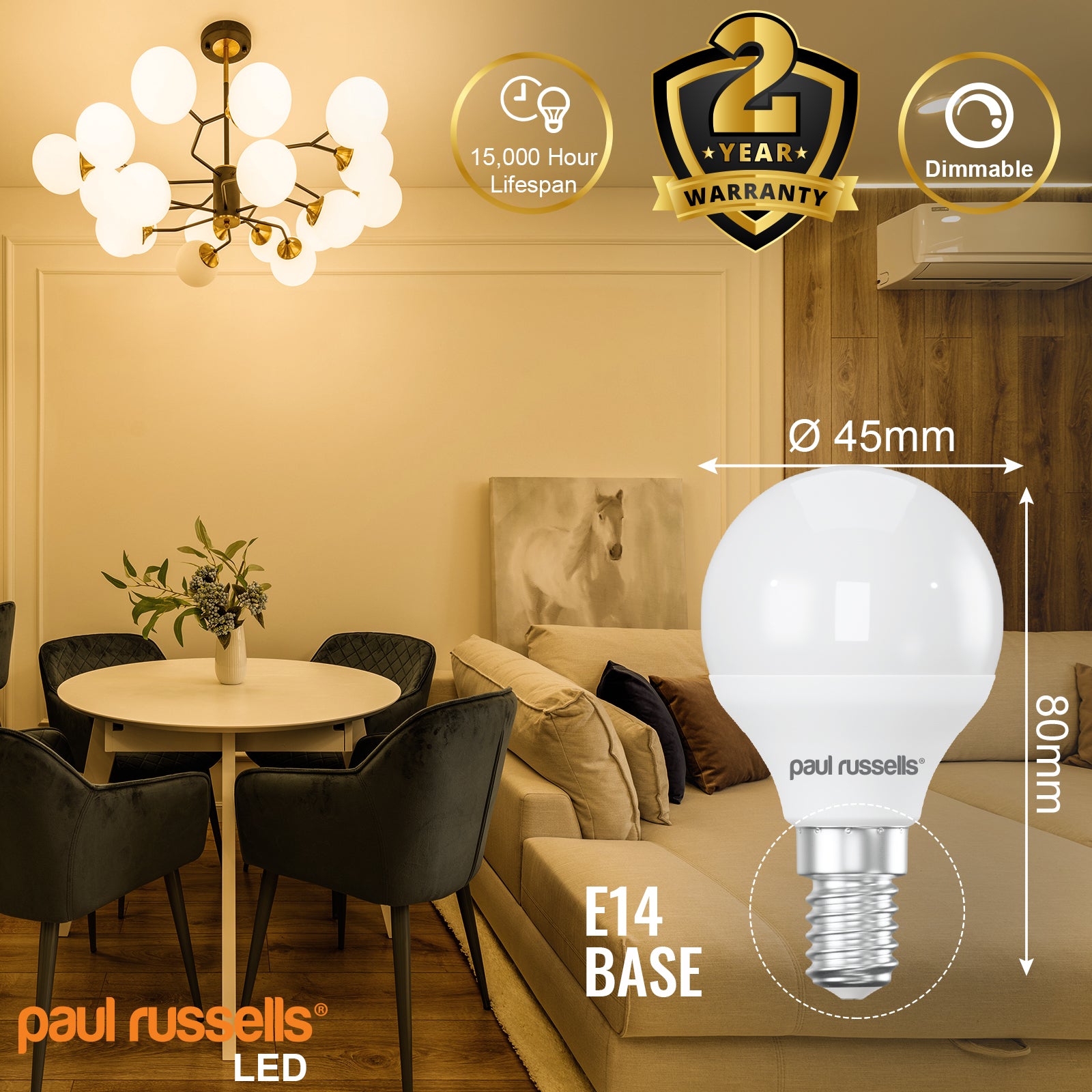 LED Dimmable Golf 5.5W=40W Warm White Small Edison Screw SES E14 Bulbs