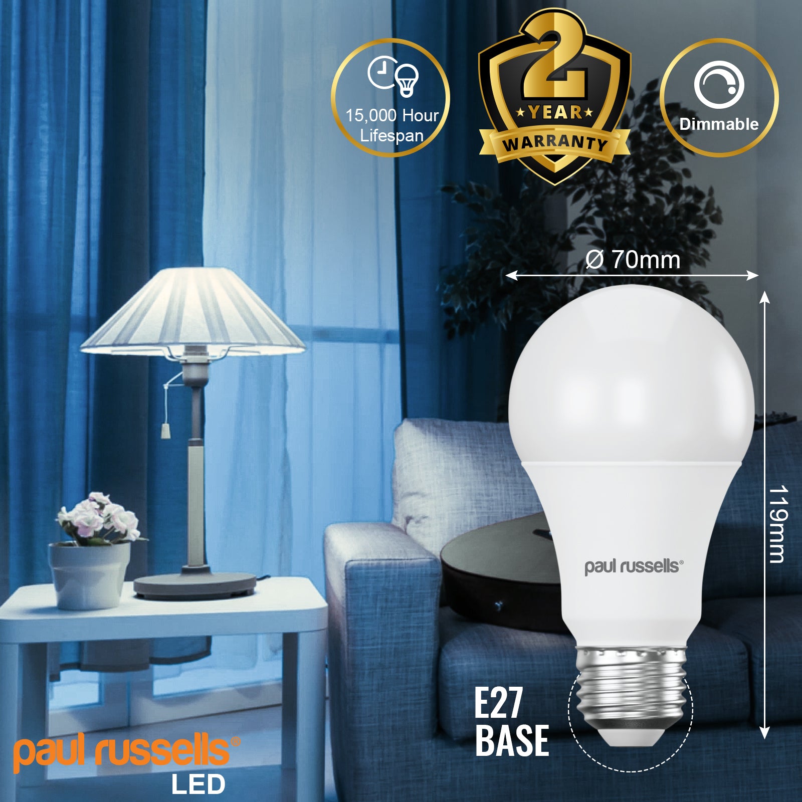 LED Dimmable GLS 14W=100W Day Light Edison Screw ES E27 Bulbs