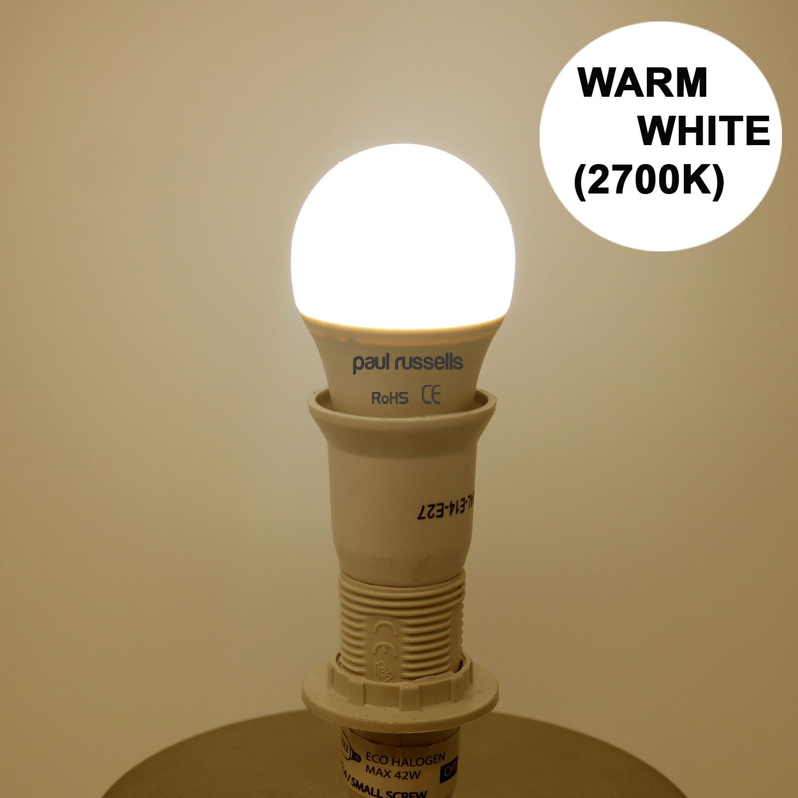 10x Pack LED Golf Ball 3W=25W Warm White ES E27 Edison Screw Bulbs