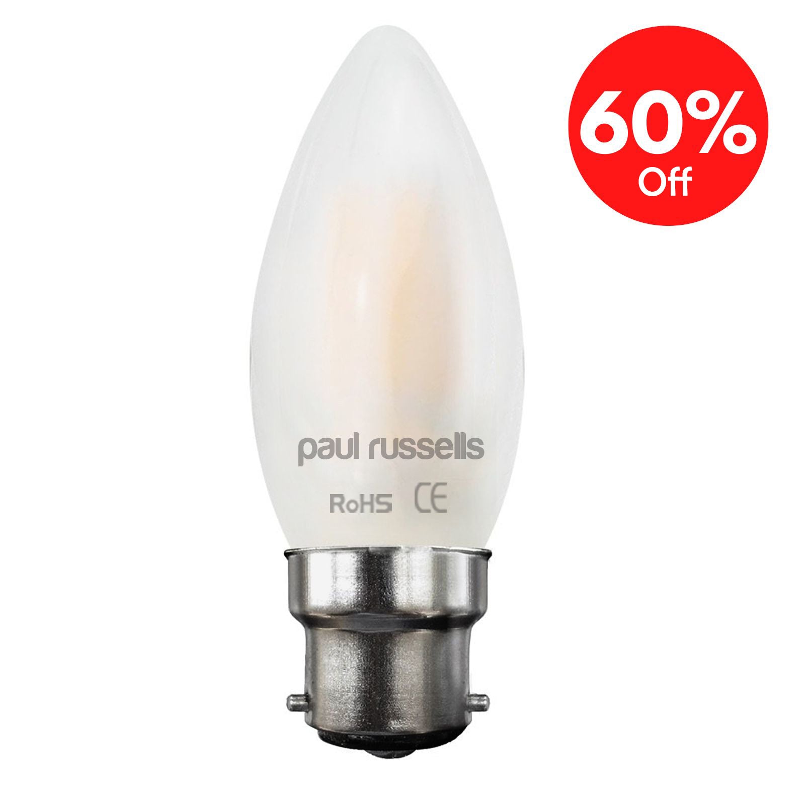 LED Filament Pearl Candle 4W=40W BC/B22 Bayonet Cap Bulb