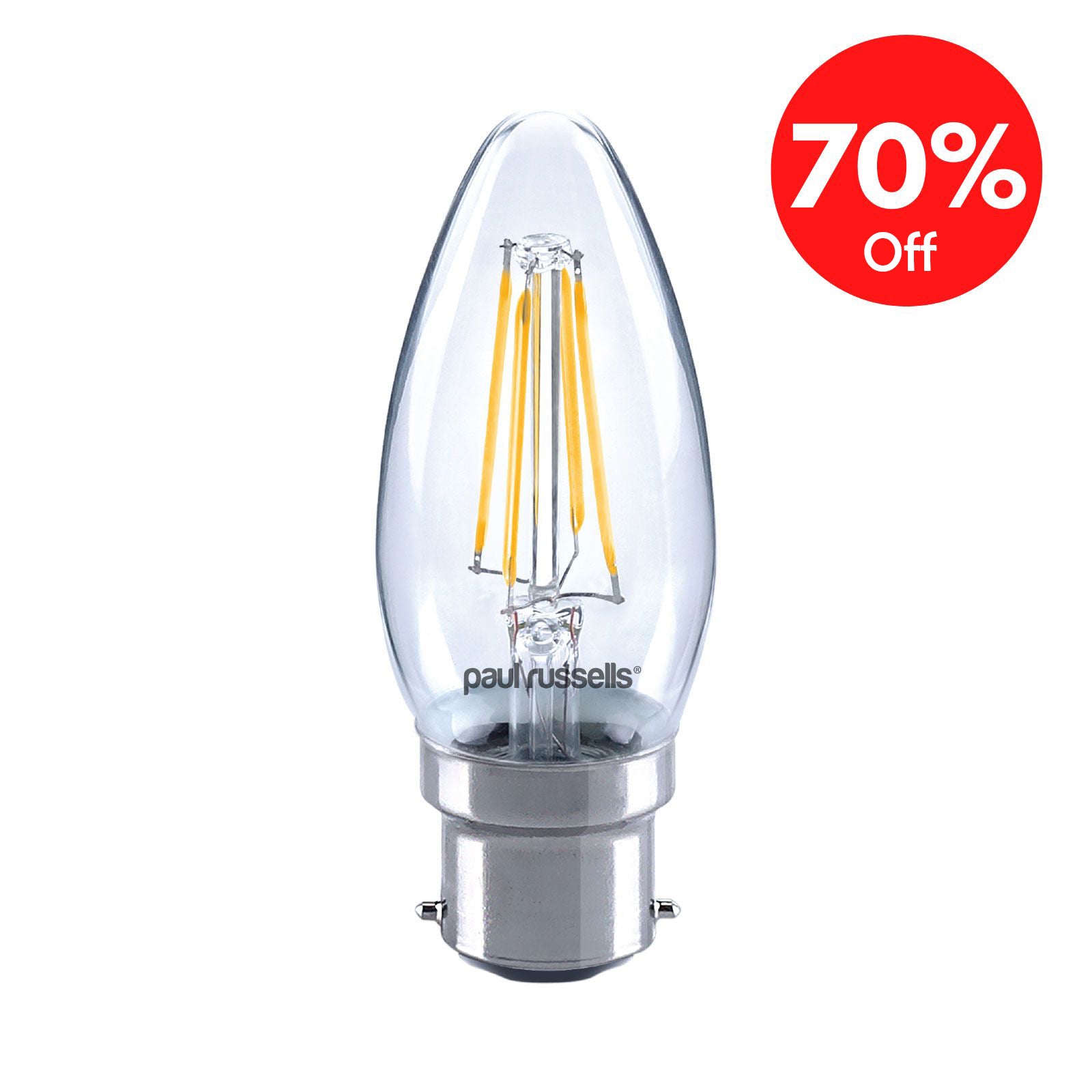 LED Filament Candle 2W=25W Day Light BC B22 Bayonet Bulbs