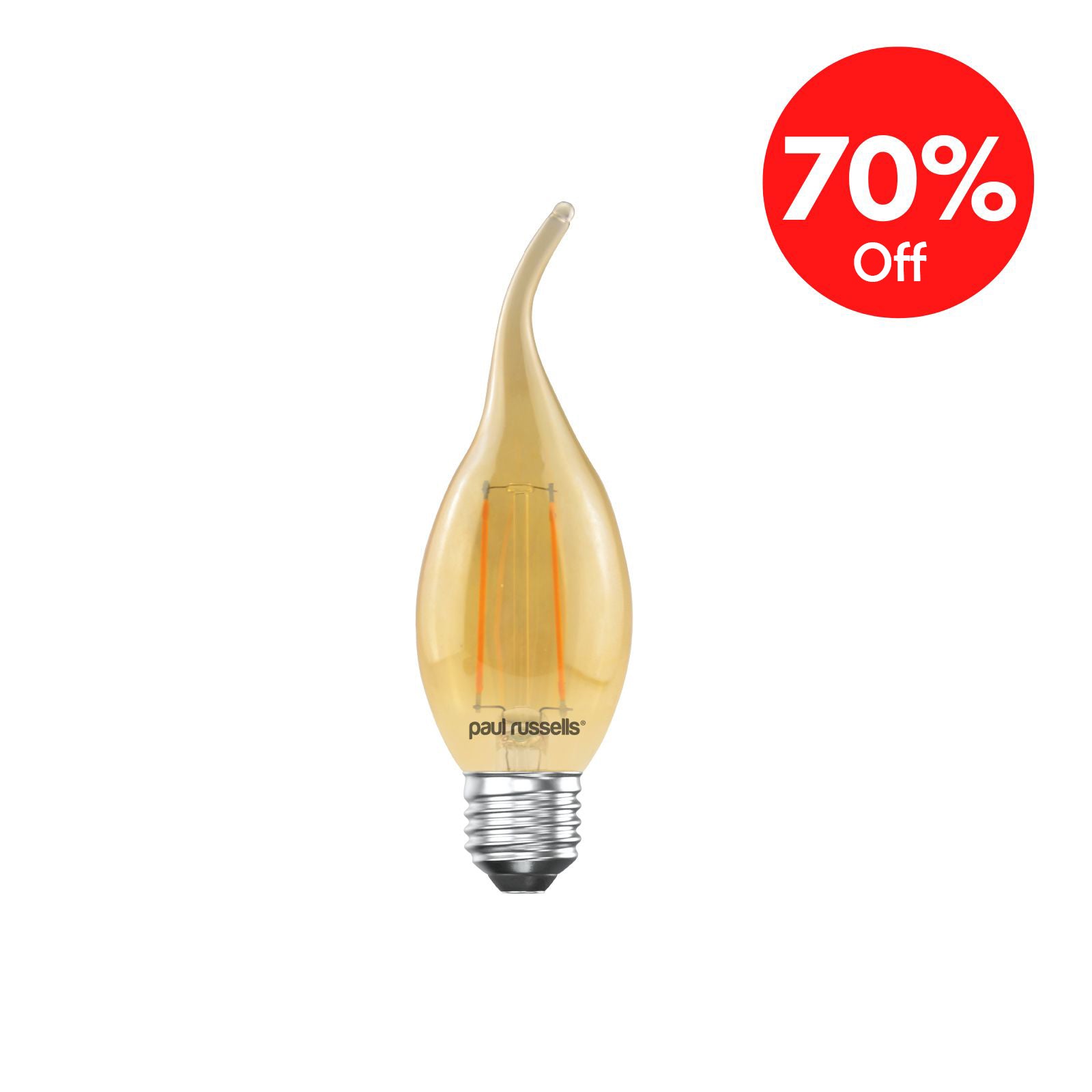 10x Pack LED Filament Bent Tip Candle 2W=25W Extra Warm White ES E27 Edison Screw Amber Bulbs