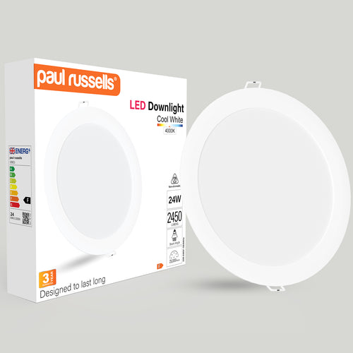 24W, LED Round Ceiling Downlights, 2450 Lumens, 4000K Cool White, Non-Dimmable Panel Spotlights