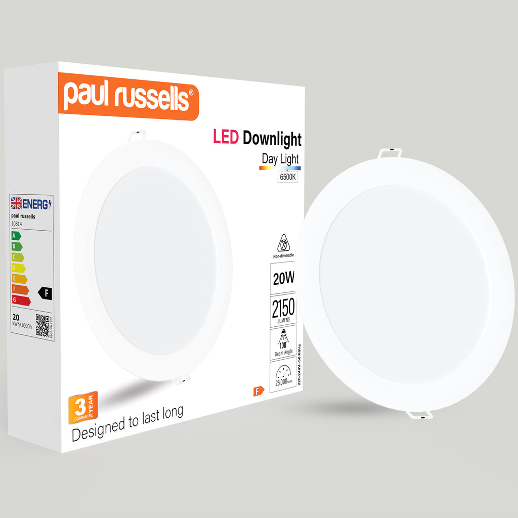 20W, LED Round Ceiling Downlights, 2150 Lumens, 6500K Day Light, Non-Dimmable Panel Spotlights