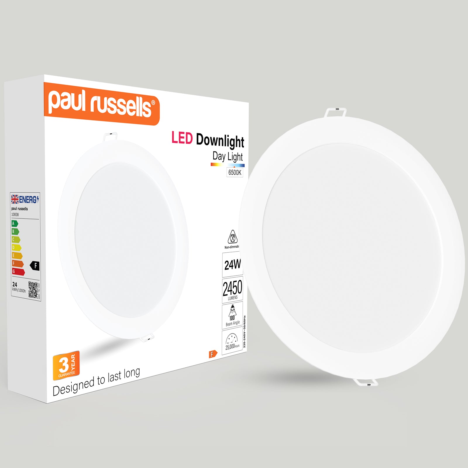 24W, LED Round Ceiling Downlights, 2450 Lumens, 6500K Day Light, Non-Dimmable Panel Spotlights