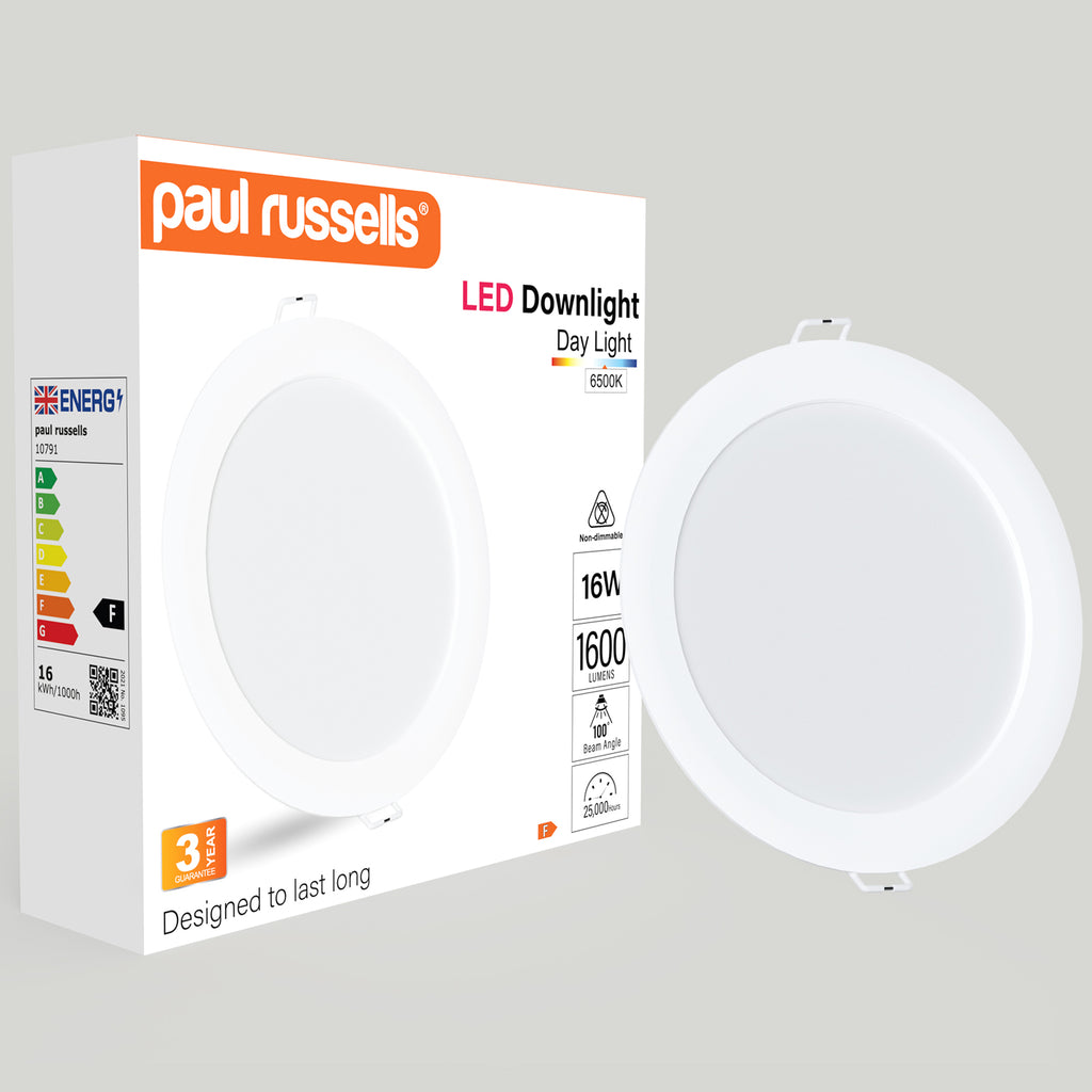 16W, LED Round Ceiling Downlights, 1600 Lumens, 6500K Day Light, Non-Dimmable Panel Spotlights