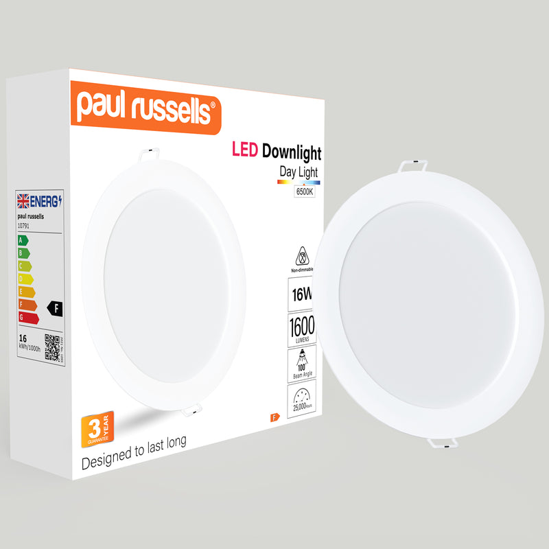 16W, LED Round Ceiling Downlights, 1600 Lumens, 6500K Day Light, Non-Dimmable Panel Spotlights